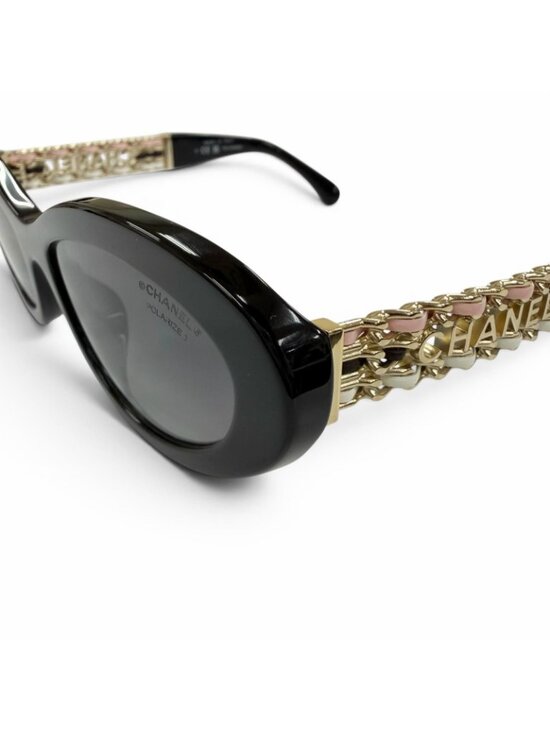 Chanel Cat Eye Side Logo Sunglasses Black Gold Demo Lens Eyewear main image 7